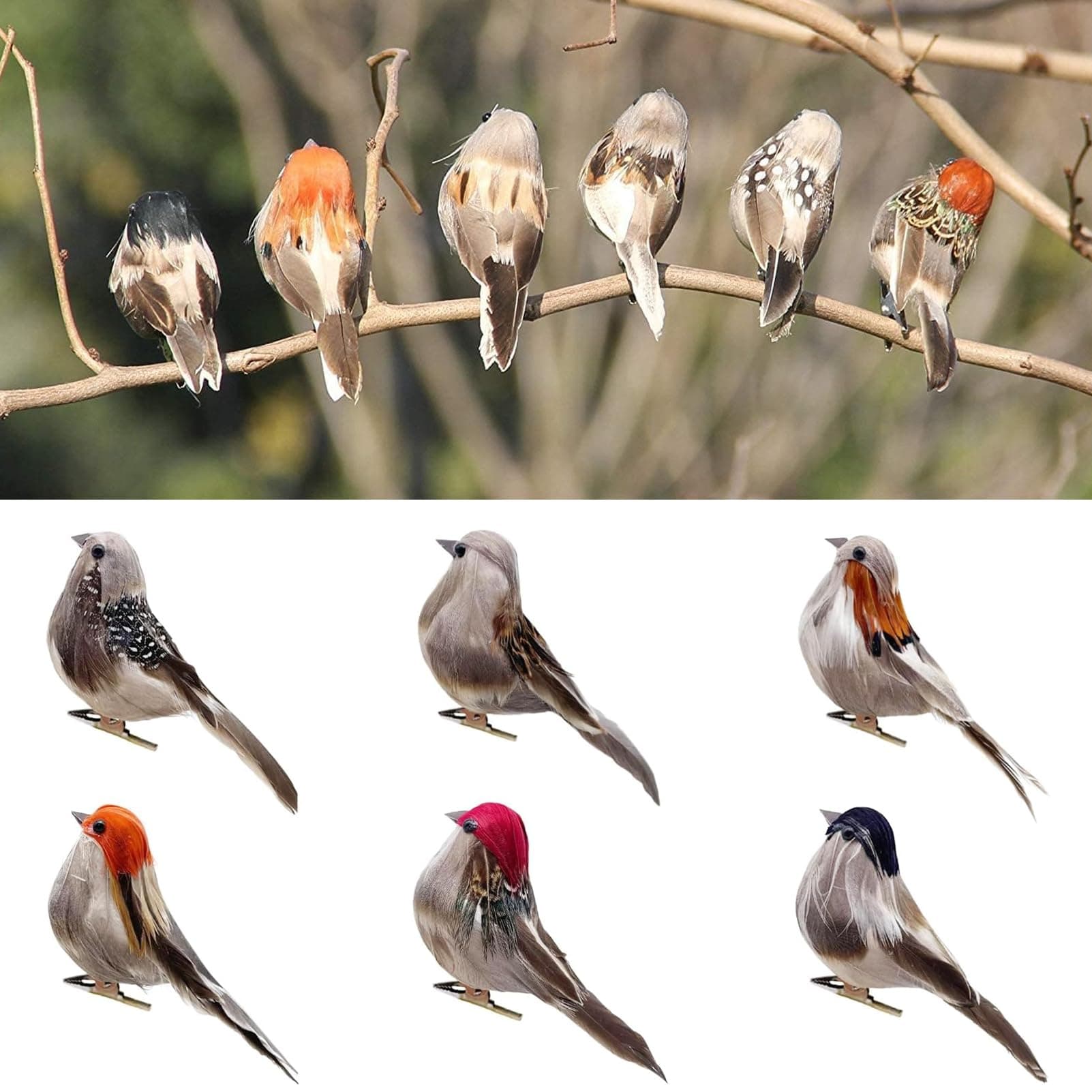 lwingfly Artificial Simulation Foam Bird, Sparrow Ornaments DIY Craft For Wedding Decoration Party Accessories 10cm (6)