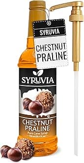 Coffee Syrup, Chestnut Praline Flavored Syrup for Drinks, Lattes, and Desserts – 25.4 fl oz, With Pump