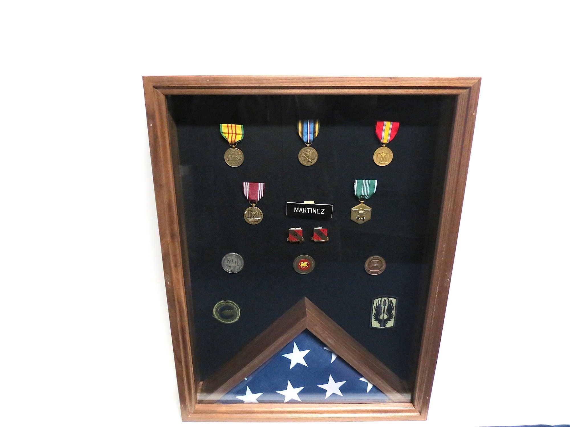 Military (5x9) Flag Case Shadow Box Combo (Solid Walnut)