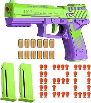 Shell Ejecting Toy Gun,Automatic Toy Pistol with Soft Bullet - Automatic Reloading Rebound Realistic Gun Pistols for Shooting Game Educational Toys Gifts for Boys Girls Age 12+