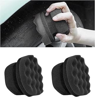 2 PCS Tire Dressing Applicator Pads, Reusable Hex Grip Tire Shine Applicator Polishing Sponge Pads, Wheel Tire Shine Detailing Foam for Most Vehicles, Car Accessories (Black, 3.15")
