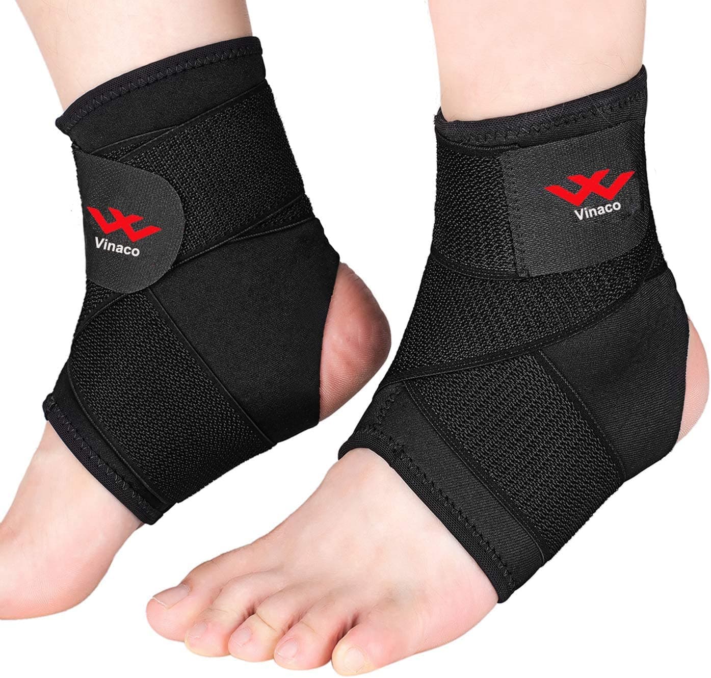 Ankle Brace, 2Pcs Breathable & Strong Ankle Support for Sprained Ankle, Stabiling Ligaments, Prevent Re-Injury, Compression Ankle Brace with Adjustable Wrap Best for Men Women Sport to Reduce Swelling
