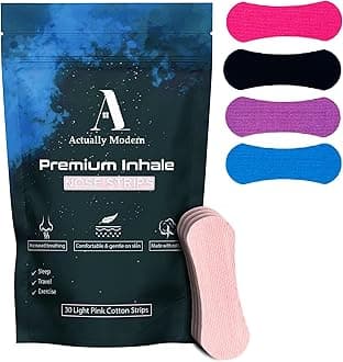 Inhale Nasal Strips for Sleeping - Nose Tapes for Breathing - Anti Snoring Solution & Nasal Congestion Relief Nasal Tape - Universal Fit, Extra Strength for Sensitive Skin (Light Pink)