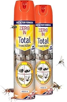 Zero In Total Indoor Insect Killer – Knockdown Action for Indoor Flying & Crawling Insects, – Low Odour, Stain-Free Bug Spray - Suitable for Home Use - 300ml X2 Pack