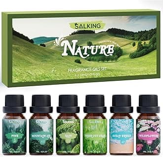 SALKING Nature Fragrance Oils, Premium Essential Oil for Diffuser, Scented Oil Gift Set for Soap Candle Making - Pine, Ocean Breeze, Rain, Fresh Cut Grass, Wildflowers, Mountain Air