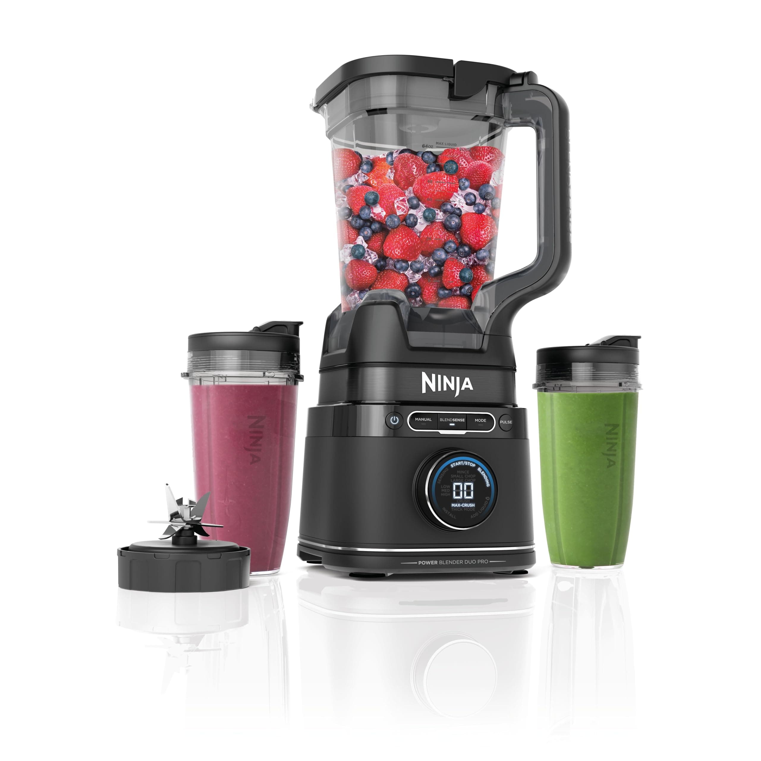 2-in-1 Detect Power Blender Pro & Single Serve, 1200W Blender With Jug, & 2x Single Serve Cups, Blend Smoothies, Chop Vegetables & Mix Frozen Drinks, Black, TB301UK