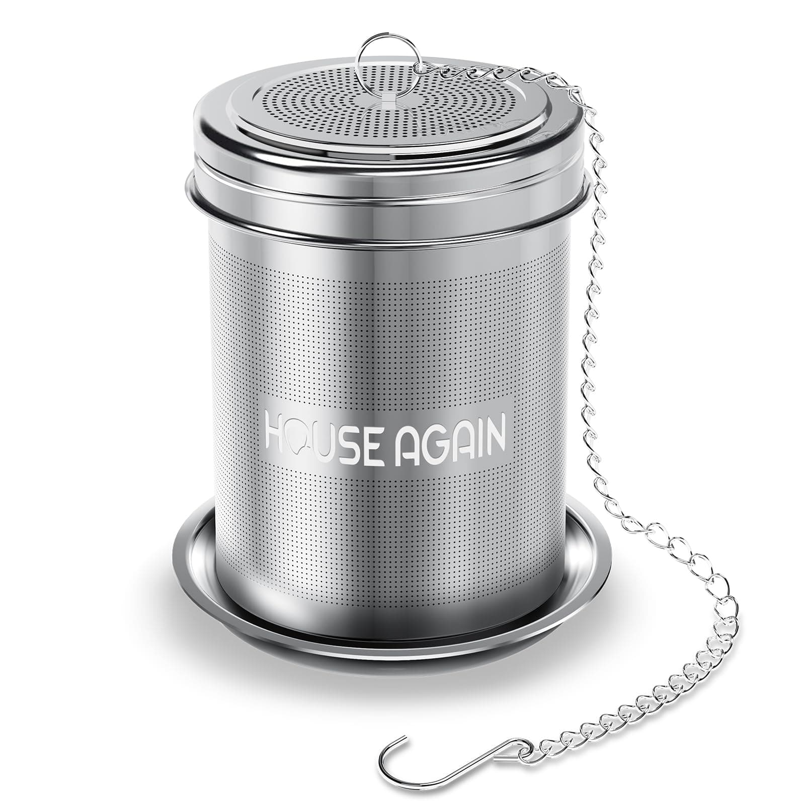 Large Tea Ball Infuser & Cooking Infuser - Extra Fine Mesh Tea Strainer Screw Top 18/8 Stainless Steel with Extended Chain Hook to Brew Loose Leaf Tea, Spices & Seasonings, for Multi Cups