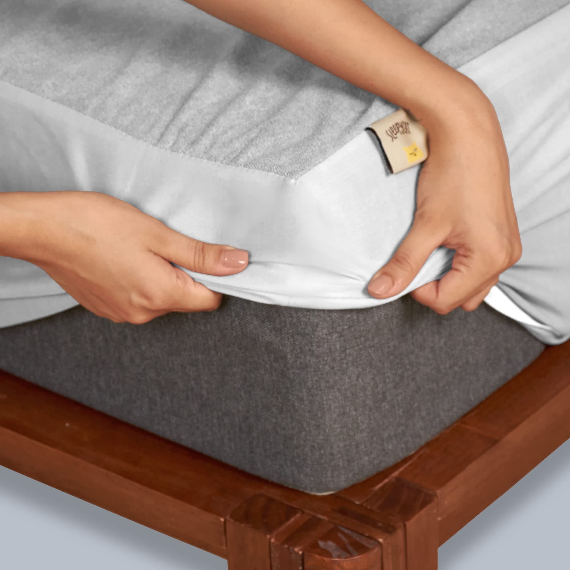 SleepyCat Water Proof Ultra Soft Polyester Queen Size Mattress Protector (72x60 inches, Grey)