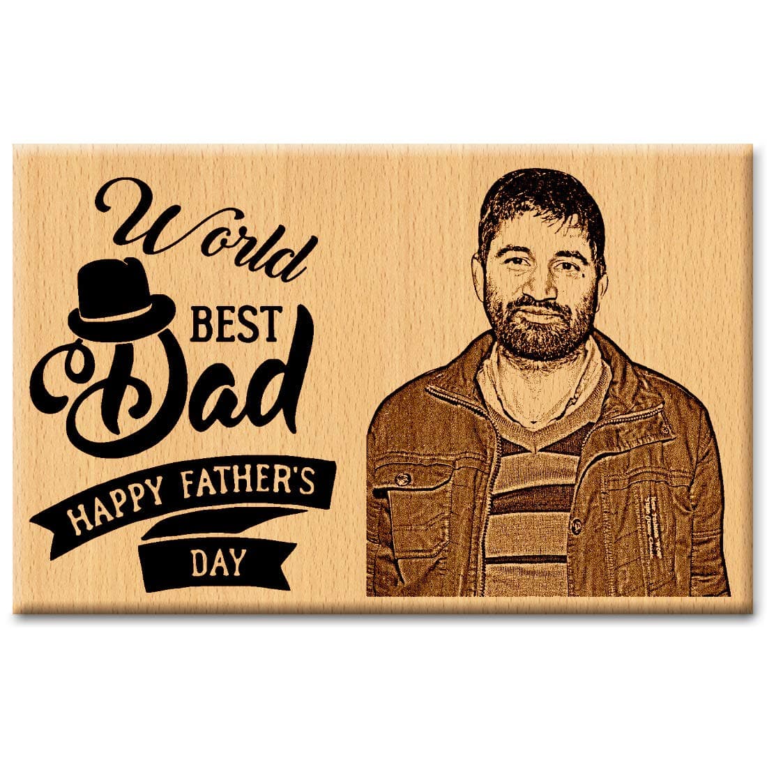 Sponsored Ad - World's Best Dad Wooden Personalized Engraved Rectangular Wall Mount Photo Plaque Gifts For Father's Day (6X4 Inches, Beige)