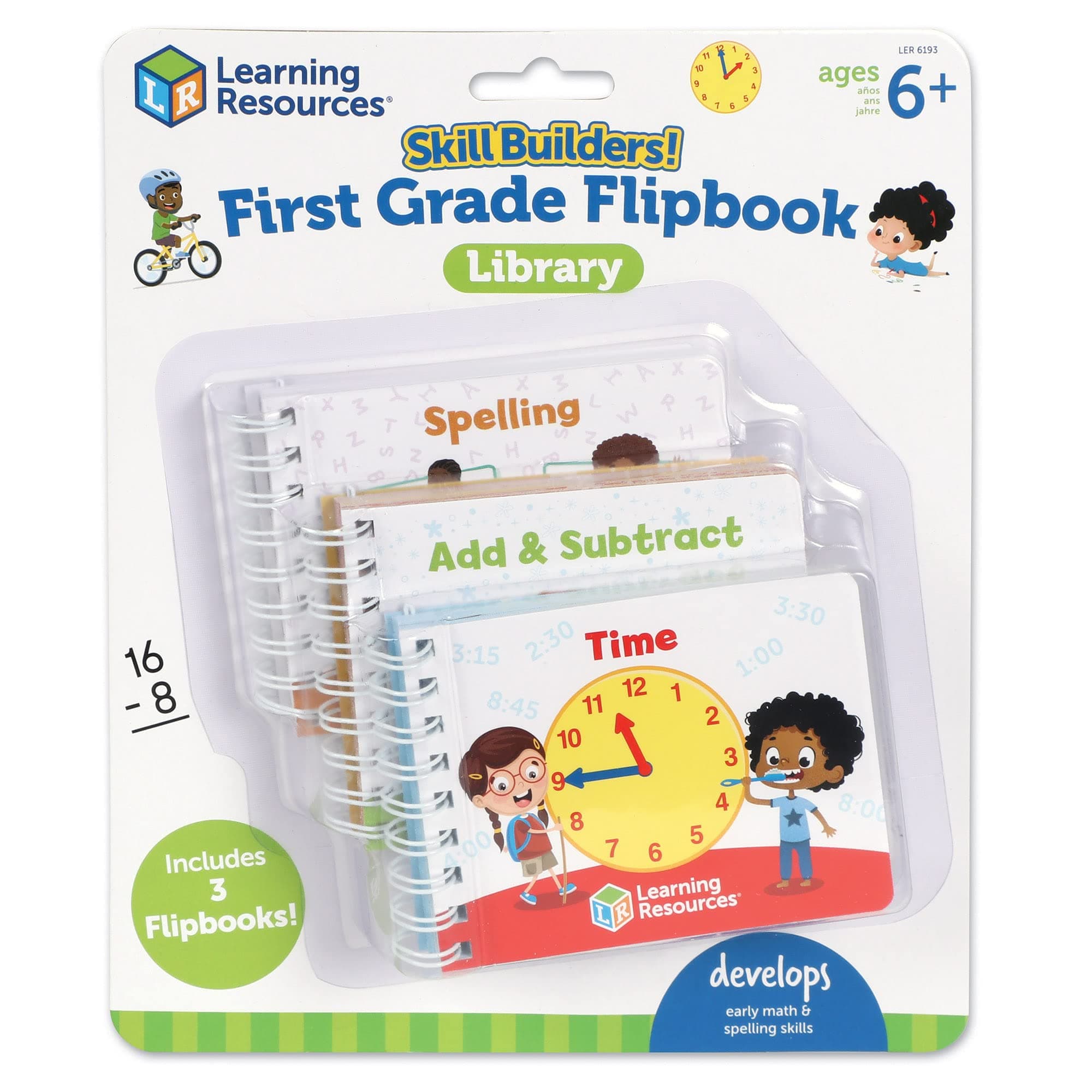 Learning Resources Skill Builders! First Grade Flipbook Library - 3 Pieces, Ages 6+, First Grade Learning Activities, Math and Spelling Activities for Kids, Montessori Activities Toy – 13 Jan. 2023