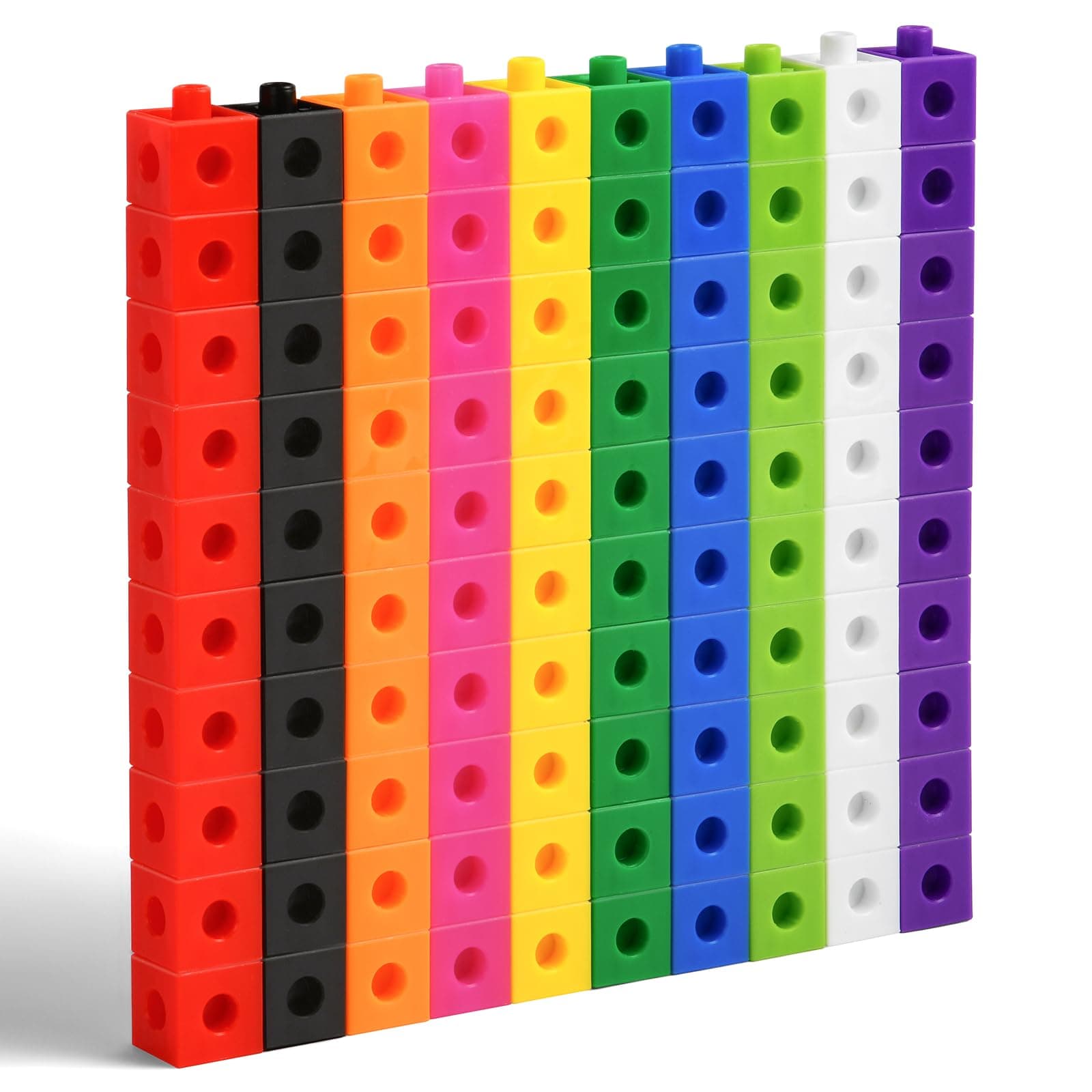 HOTUT 100 Pcs Maths Cubes with 10 Colours, Linking Cubes, Early Years Maths Learning, Magic Counting Blocks, Counting Block Set for School and Home - 2 CM