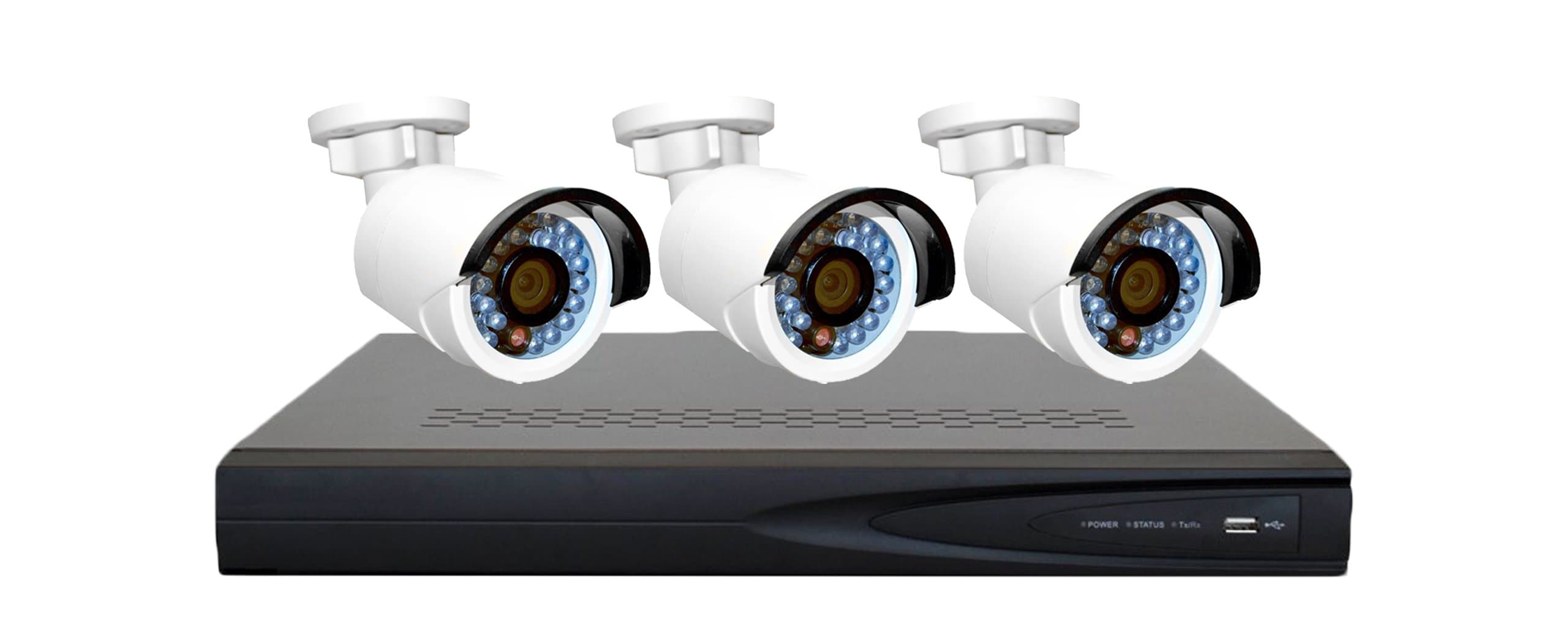 SM PKG 803: 3MP (2048x1536P) IP Industrial-Grade Complete Security Package | (3x) 3 Megapixel (1,000,000 more pixels than 1080P, 300% more detailed than 720P) Outdoor Rated Mini Bullet Security Cameras, 8-Channel Plug and Play NVR, 2TB Surveillance-Grade Hard Drive and Ethernet Cables Included