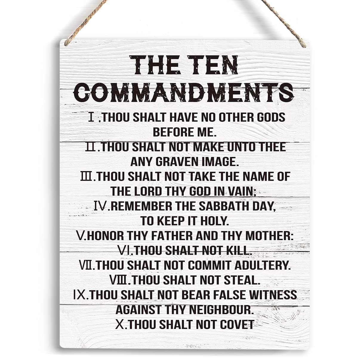 YCYD Inspirational Ten Commandments Wall Art,10 Commandments Wall Decor Poster, Christian Bible Verse Wall Art Religious Home Decor Rustic Wooden Hanging Sign for Living Room Bedroom Office 10x8 IN