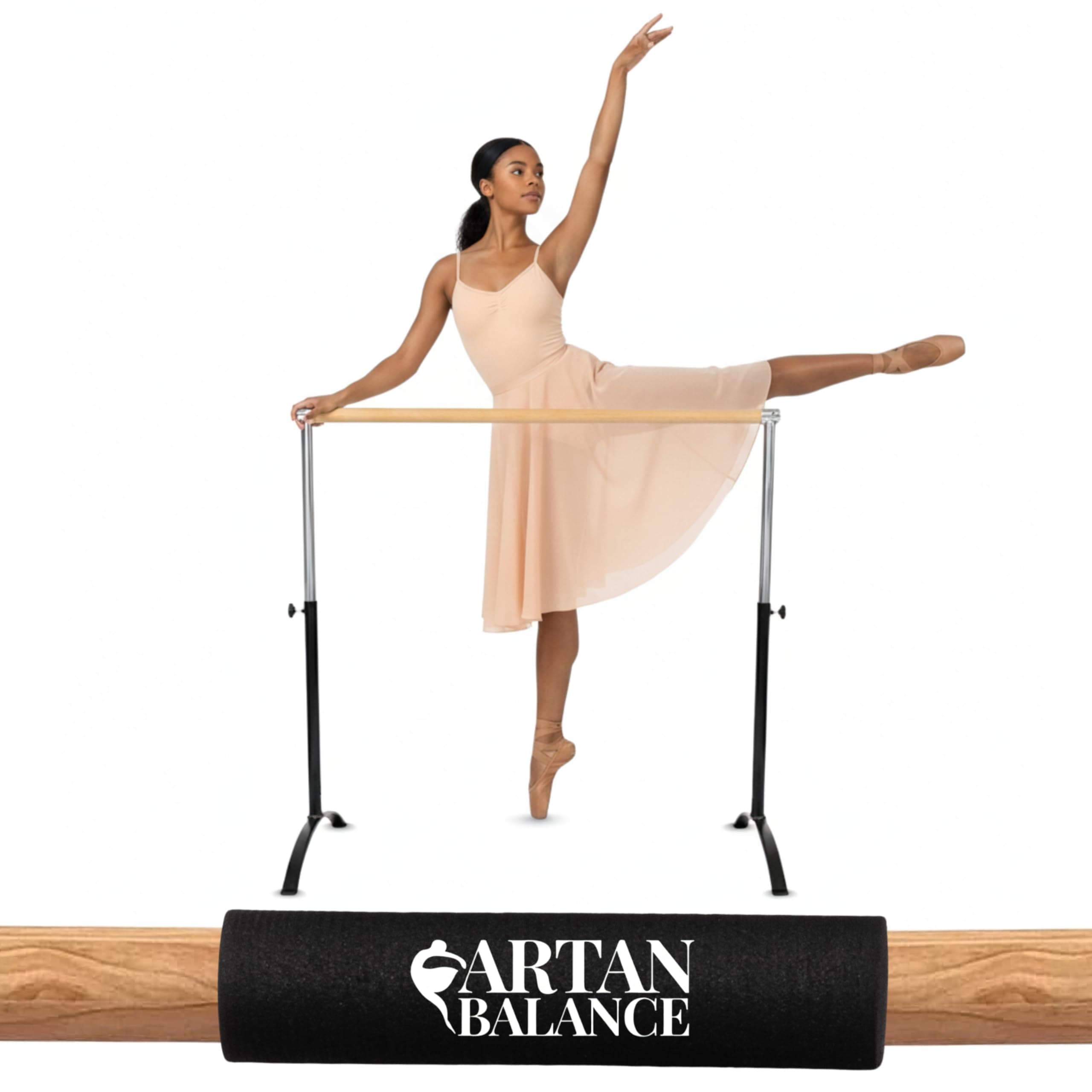Ballet Barre Portable for Home or Studio, Height Adjustable Bar for Stretch, Pilates, Dance or Active Workouts, Single or Double Bar, Kids and Adults