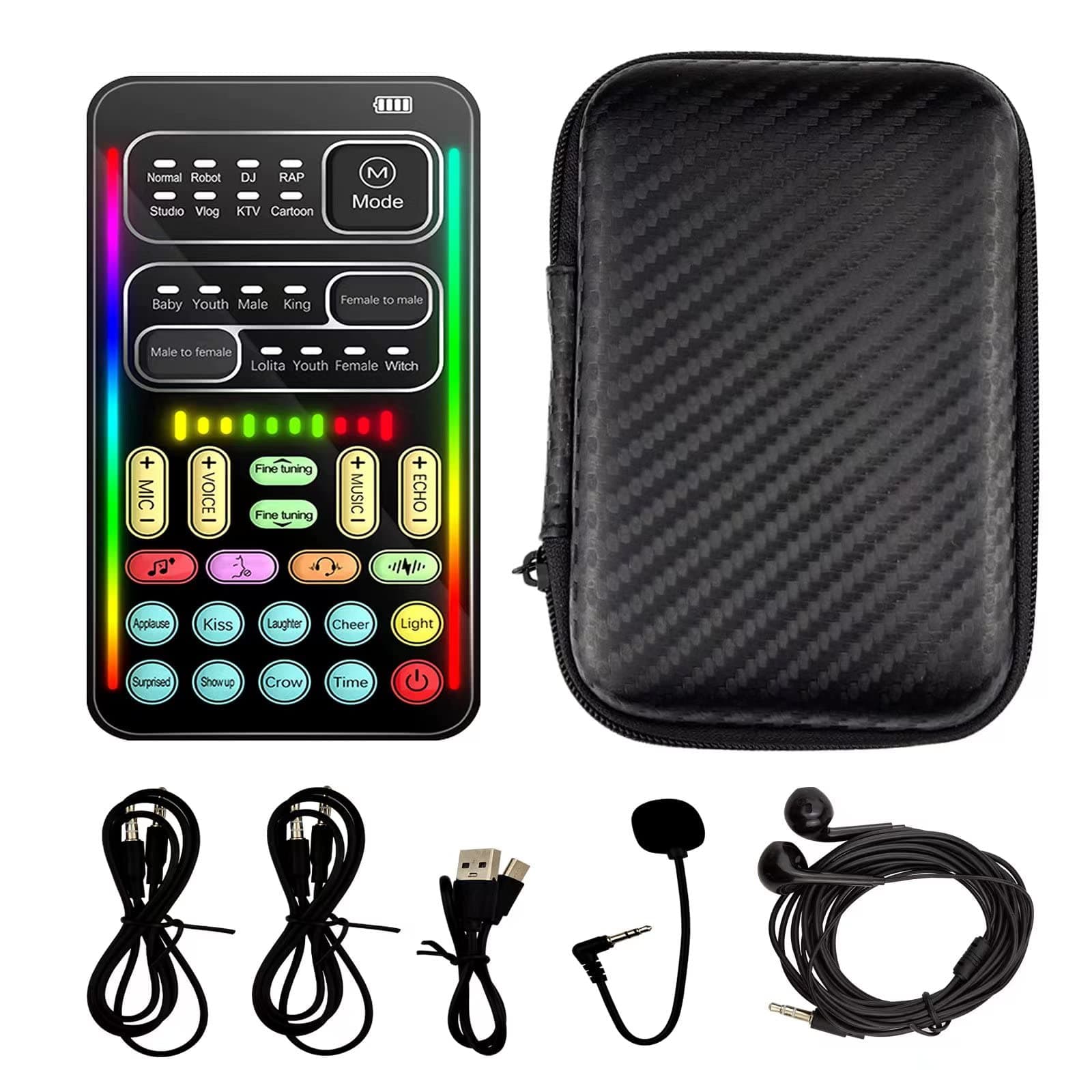 Portable Handheld Microphone Voice Changer with Sound Multifunctional Effects Machine Voice Disguiser Mini Device for Mobile Phone PC Laptops PS4 Xbox One Games