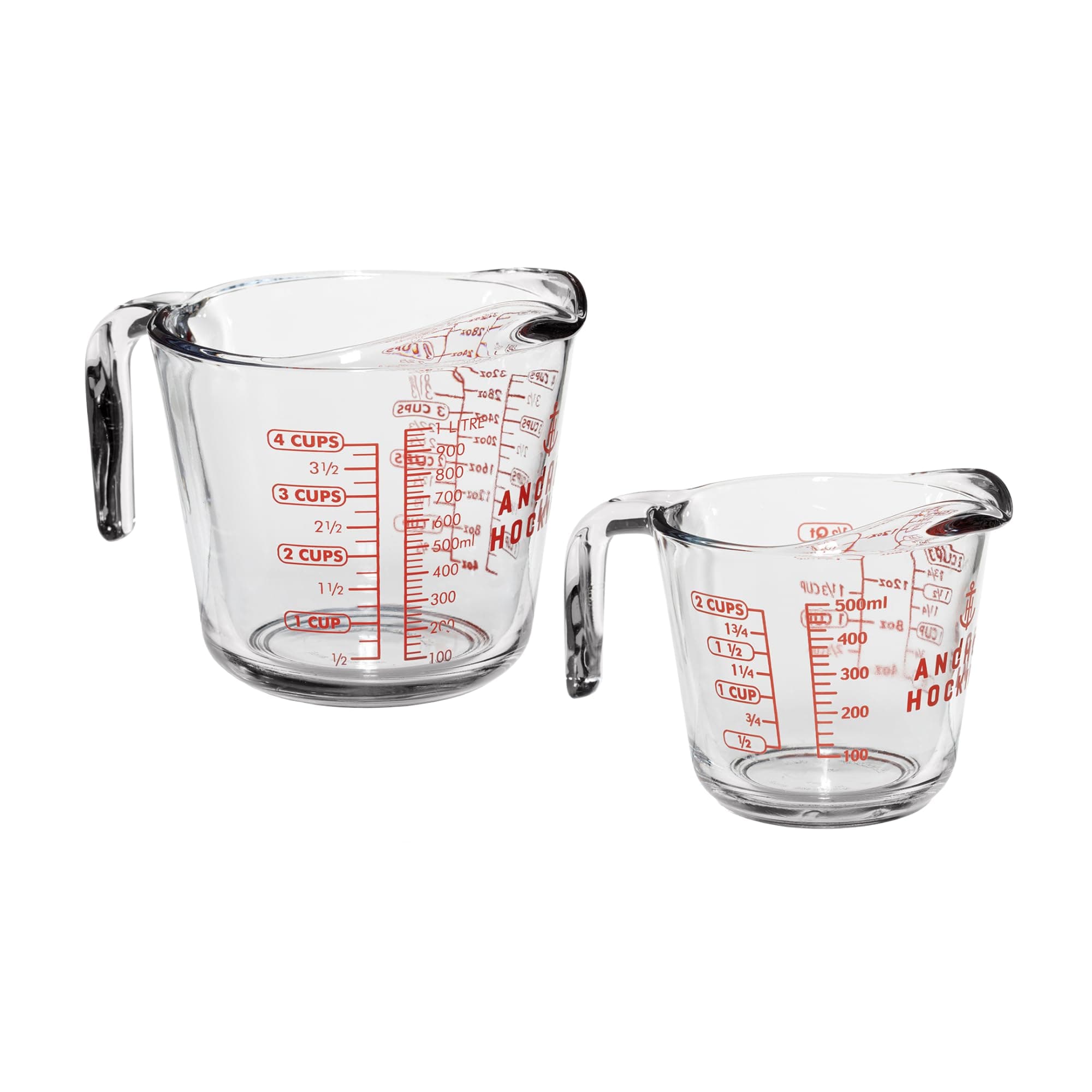 Anchor Hocking Measuring Cup Set (2-Piece, 2-Cup & 4-Cup, Dishwasher Safe)