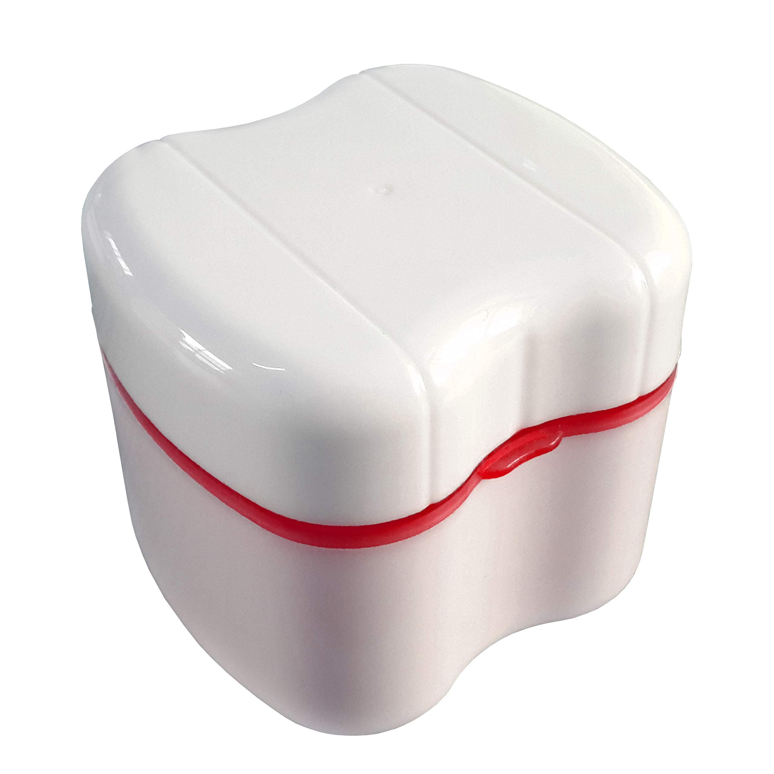 Exclusive Rose Red Denture Box with Specially Designed Holder for Rinse Basket, Great for Dental Care, Easy to Open, Store and Retrieve (Rose Red)