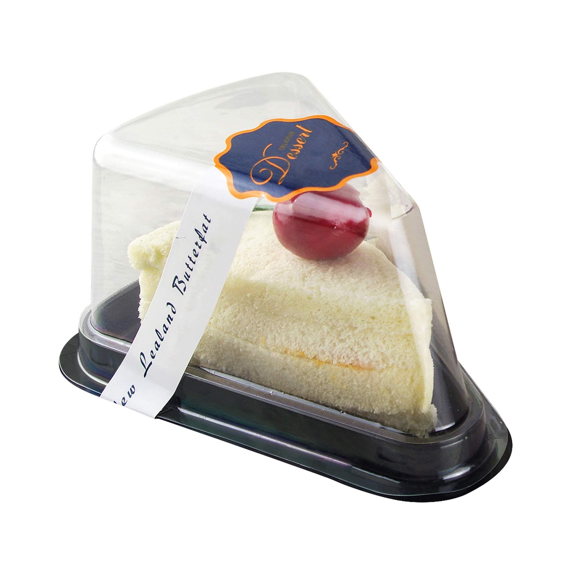 Set of 50 Plastic Triangular Take-Out Container with Flat Base and Clear Lid for Pie and Cake Slices (Clear Lid Black Base)