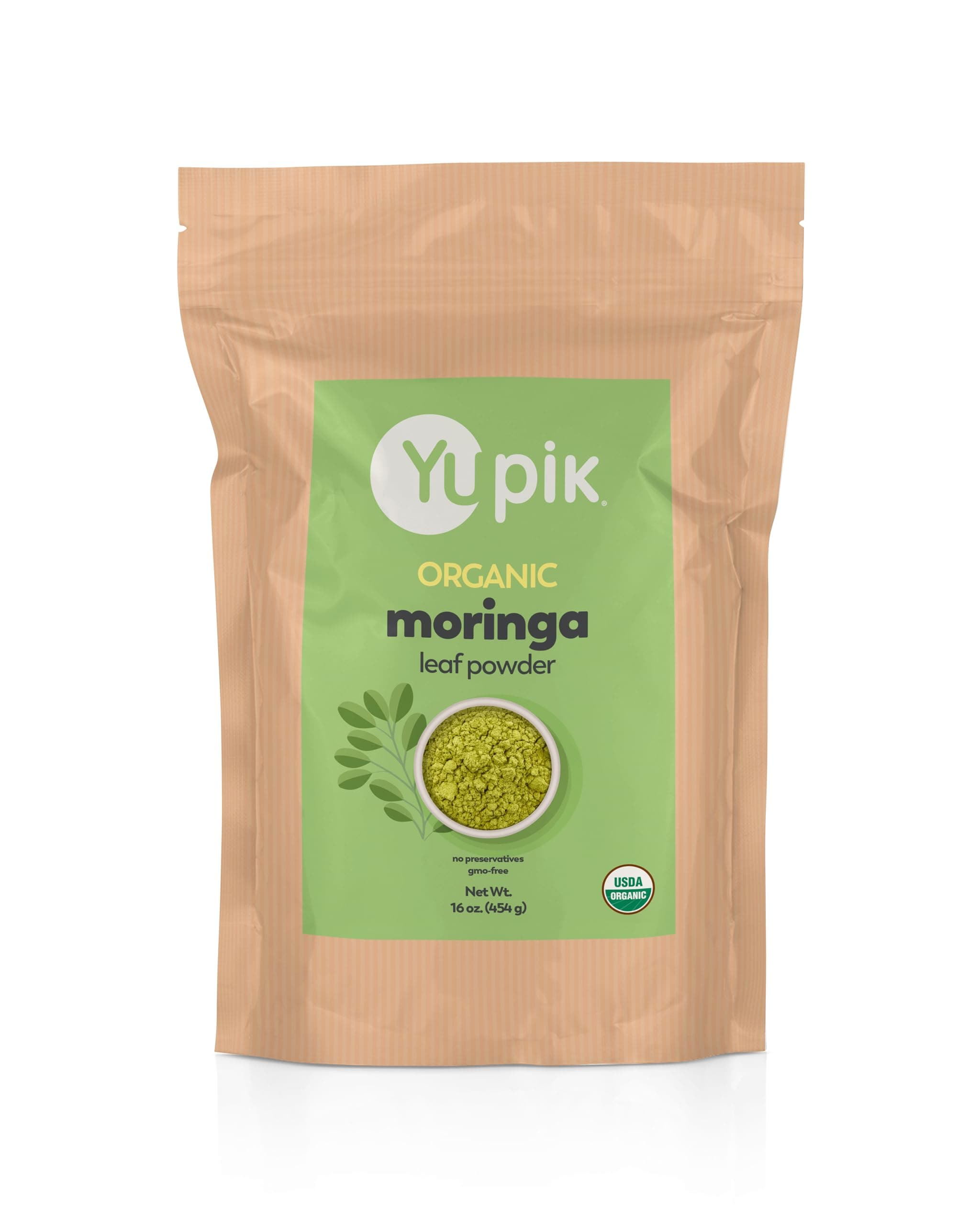 Organic Moringa Leaf Powder 1 lb (16 oz), USDA Certified, Non-GMO, Vegan, Gluten-Free, Kosher, Nutrient-Rich Superfood for Baking, Cooking & Drinks