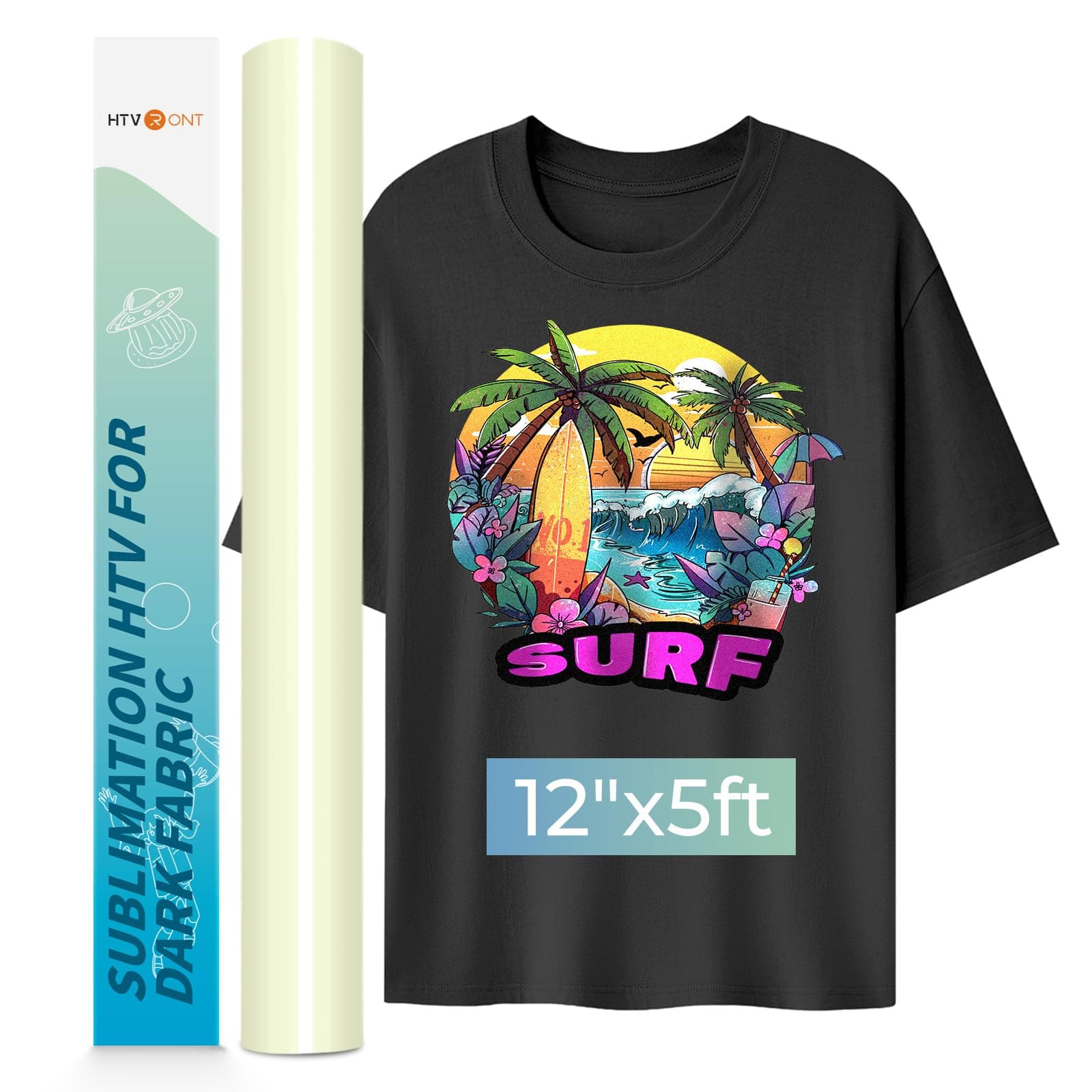 HTVRONT Sublimation HTV for Dark Fabric/Light Fabric - Glossy Sublimation Vinyl 12" X 5FT - Sublimation Blanks for Sublimation Shirts/Bag/Hat/Pillow