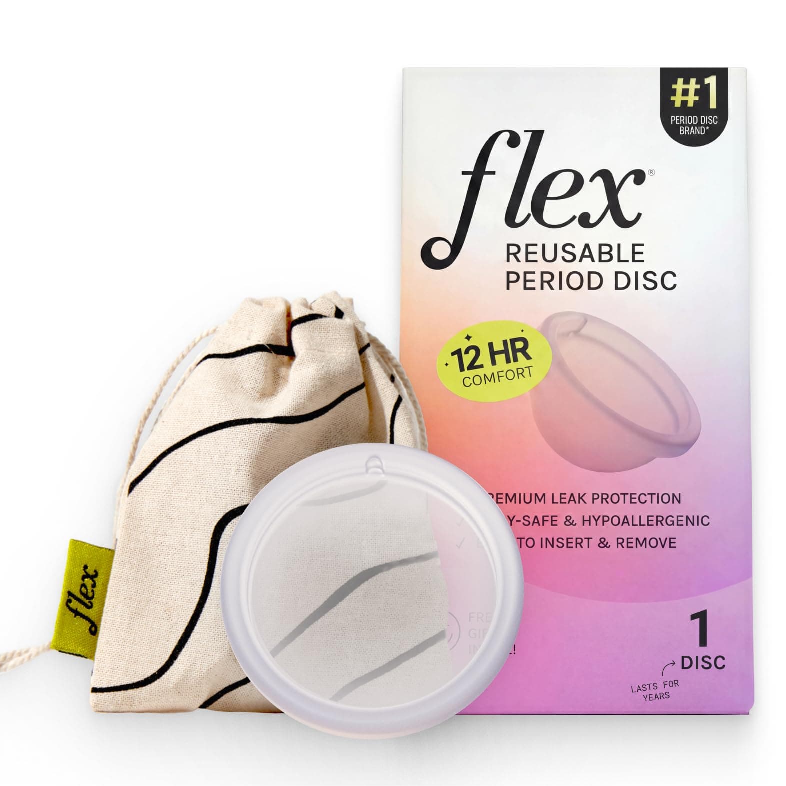 Reusable Disc | Reusable Menstrual Disc | Tampon, Pad and Cup Alternative | Capacity of 6 Super Tampons | Lasts for Years | Includes Carrying Pouch & 2 Free Disposable Discs
