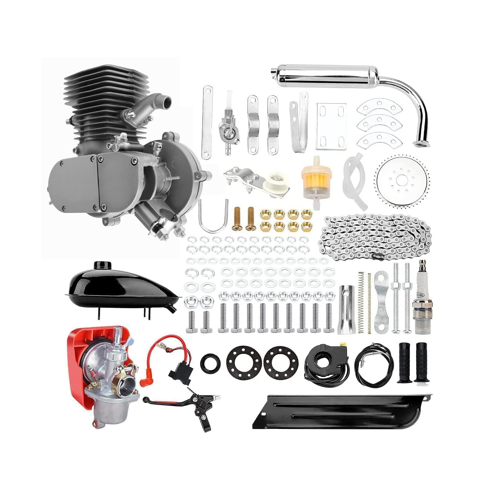 100cc Bicycle Engine Kit,2 Stroke Cycle Bicycle Gas Motorized Gasoline Engine Motor Kit,Full Set Energy Saving Bike Engine Kit for 26" 28" Bike