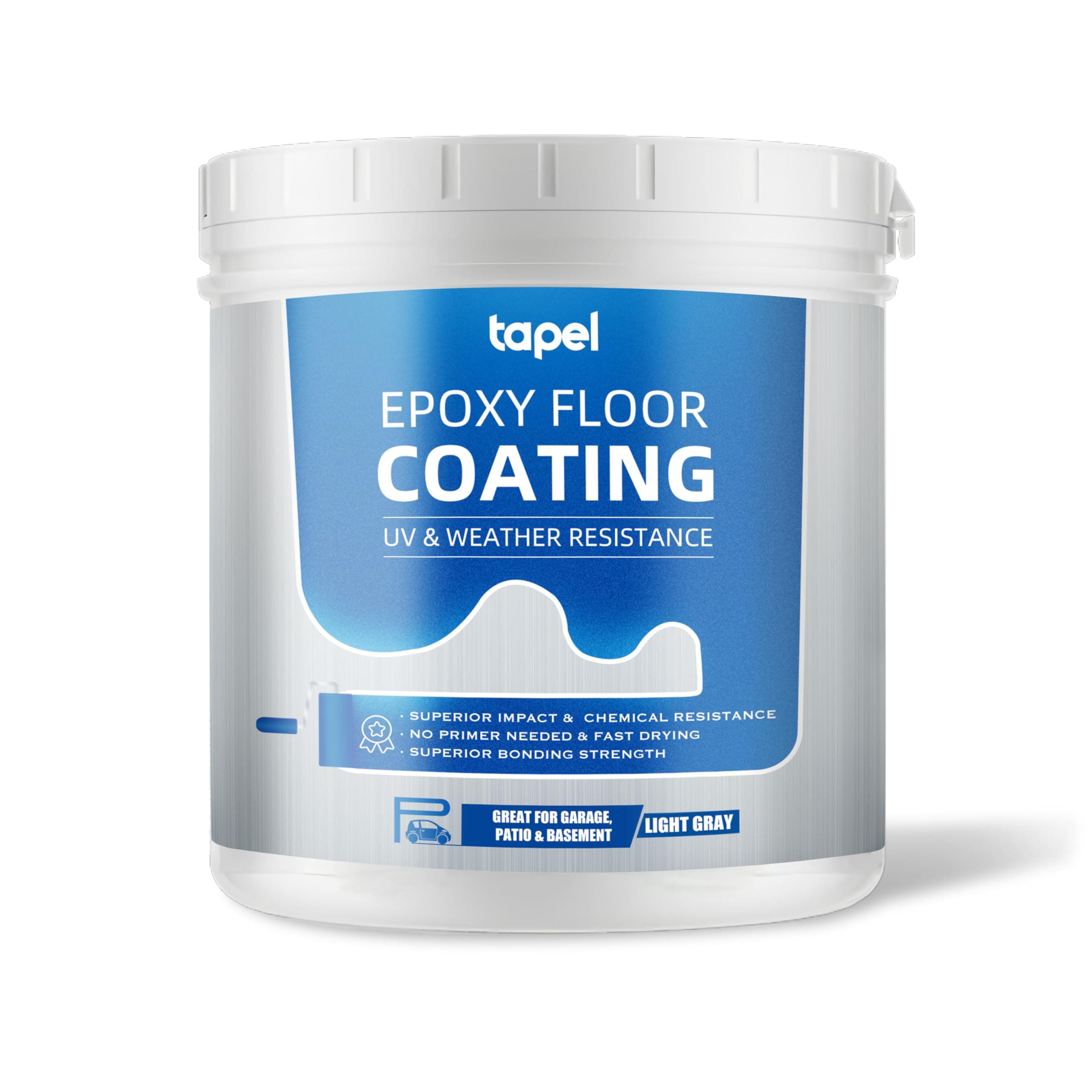 Epoxy Acrylic Floor Coating System - Floor Paint, LIGHT GREY - 1 Quart | No Primer Needed for Solid Concrete | Self-Leveling, Non-Slip & Chemical Resistant | Fast-Drying Garage Floor Paint for Basement, Warehouse, Workshop