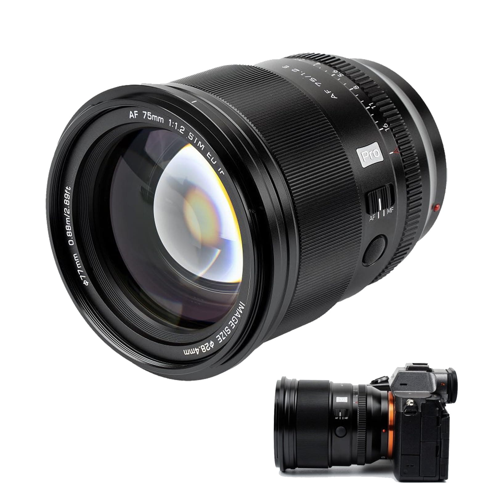 VILTROX PRO 75mm f/1.2 for Sony E-Mount 75mm f1.2 APS-C Autofocus Telephoto Lens E Mount Cameras Lens for Sony A7II A7RII A7SII A7SIII A7III A7IV A7RV A9 A9II FX3 FX6 ZVE1 A6600 A6500 A6400 A6100