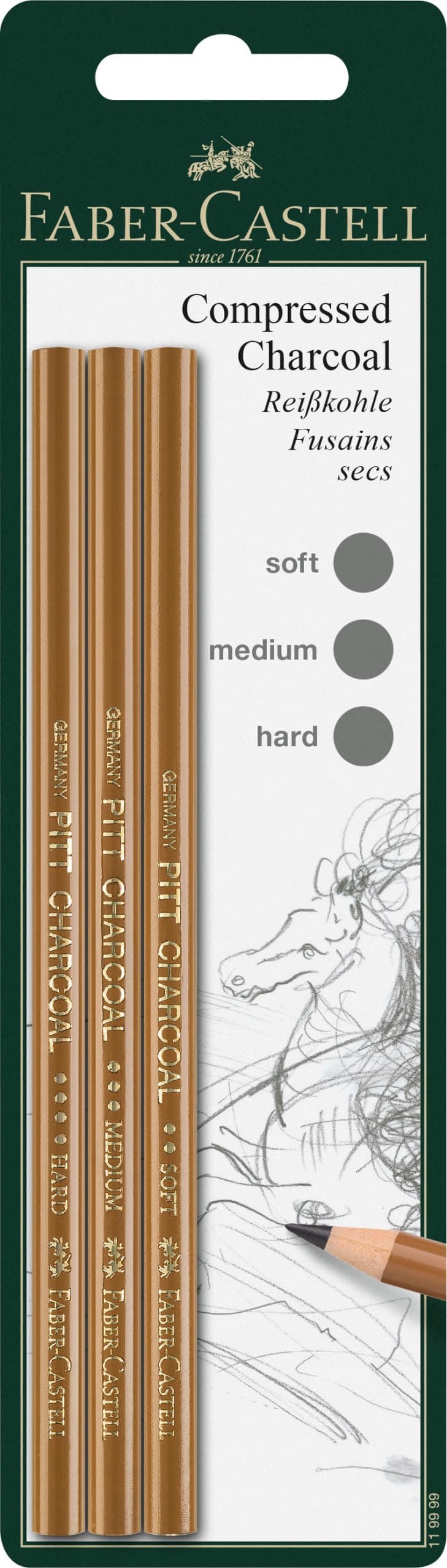 Pitt Charcoal Pencil Set of 3, Art, Drawing, Graphics, Artist Supplies, Hobbyist