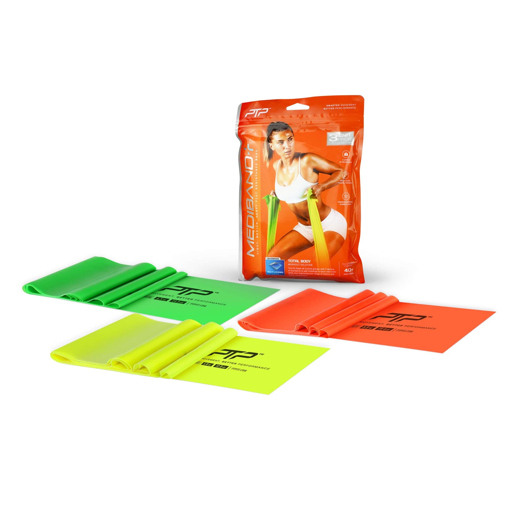 PTP Flat Resistance Band Set Mediband Triple Pack Multicoloured One Size