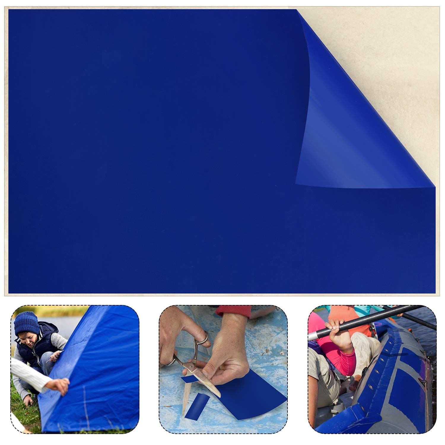 Syhood Extra Large Pool Liner Repair Patch 2.8 ft x 4.1 ft Dark Blue Self Adhesive Vinyl Pool Patch Repair Kit for Christmas Bounce House Above Ground Pools Inflatable Floats Toys Snow Tube