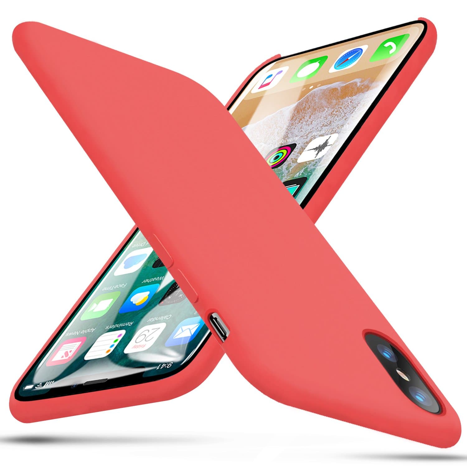 BKSTONE iPhone X Case, iPhone Xs Case Liquid Silicone Gel Rubber Shockproof Case with Soft Microfiber Cloth Lining Cushion for 5.8" Apple iPhone XS/X Case (Hawthorn red)