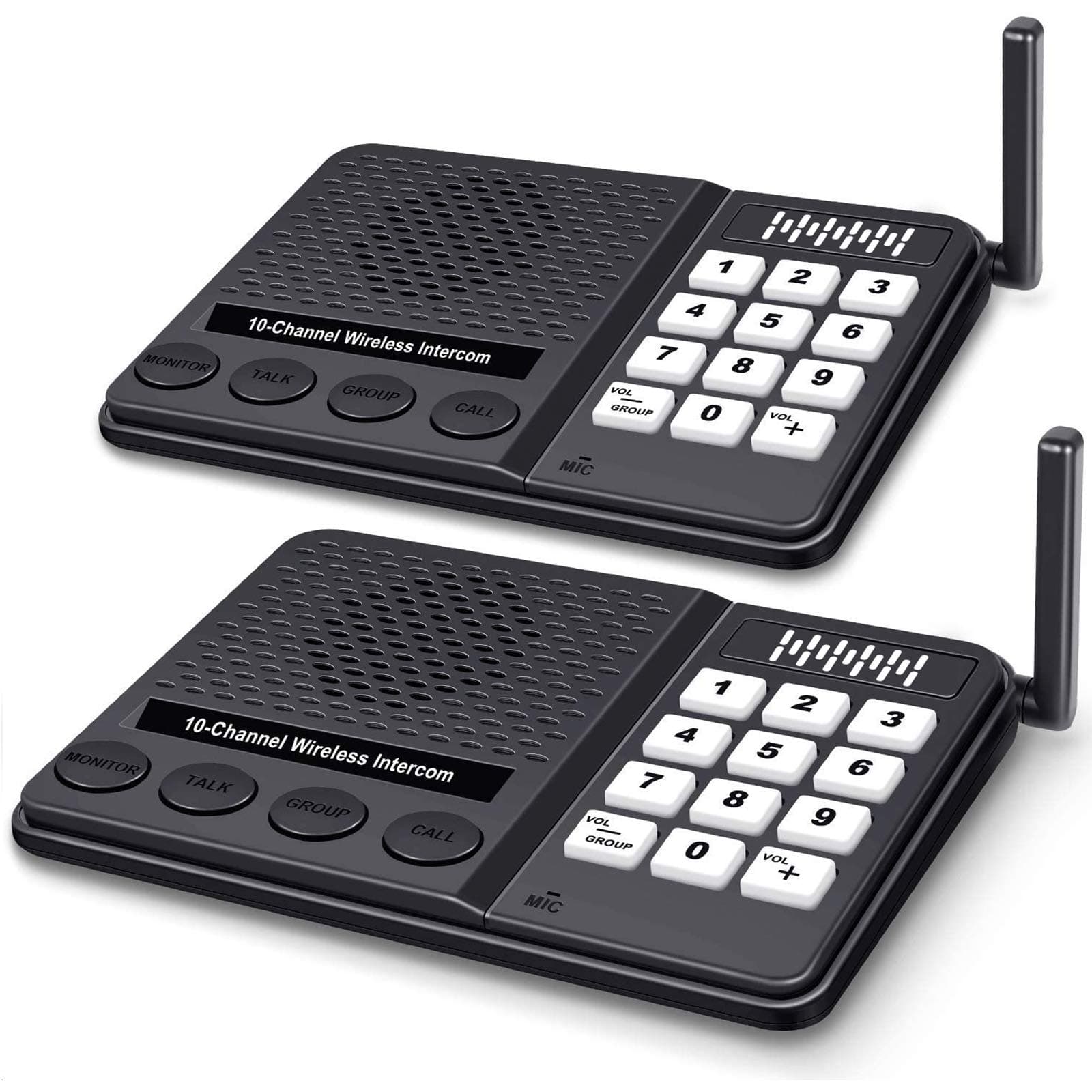 Wireless Intercom System for Home - 10 Channel 3 Privacy Code, 1.1 Mile Range Room to Room Communication - 2 Pack
