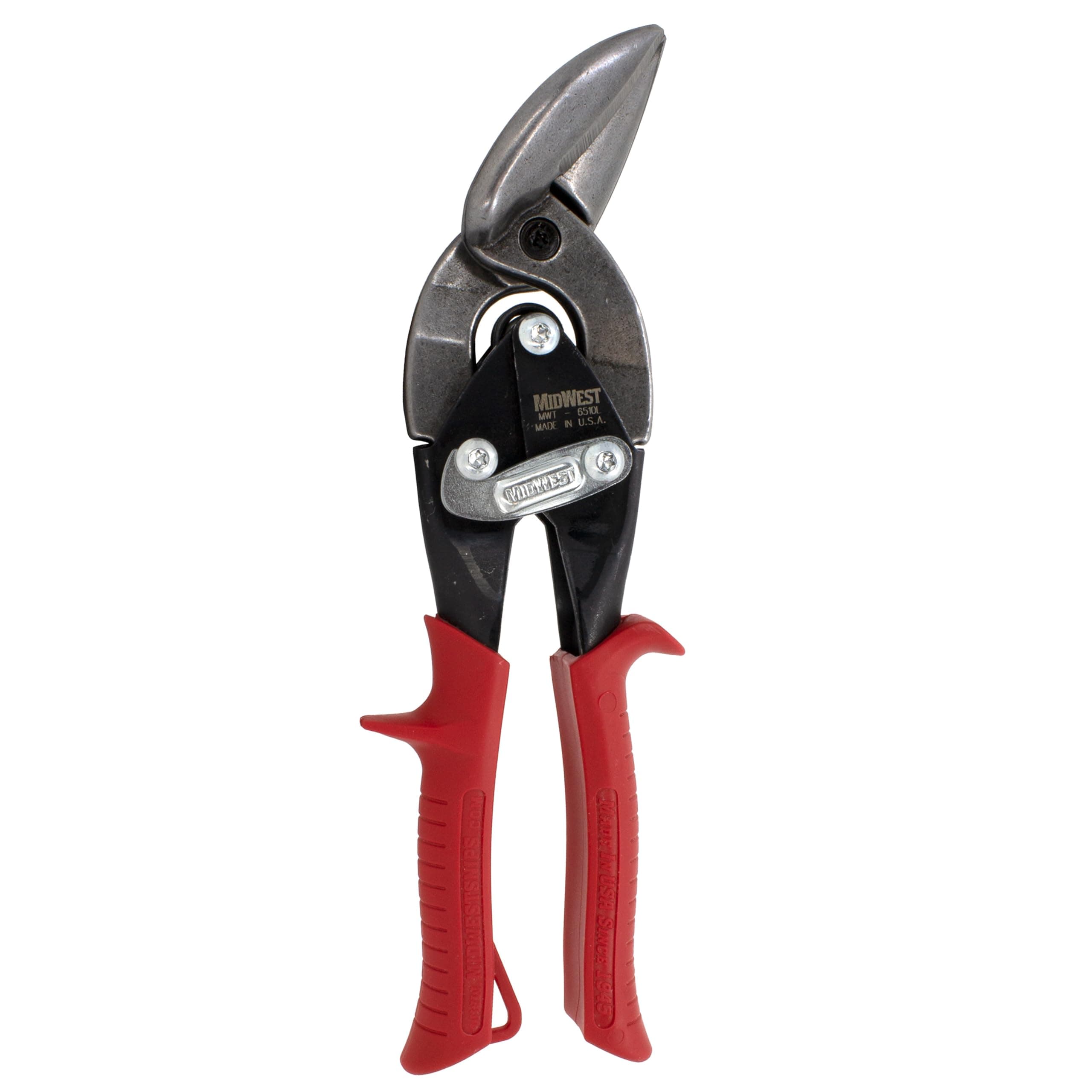 Aviation Snip - Left Cut Offset Tin Cutting Shears with Forged Blade & KUSH'N-POWER Comfort Grips - MWT-6510L