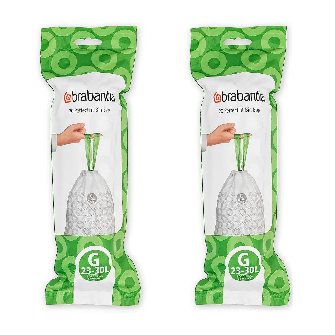 Pack of 2 Bin Liners Size G 23-30 Litre 40 Bags