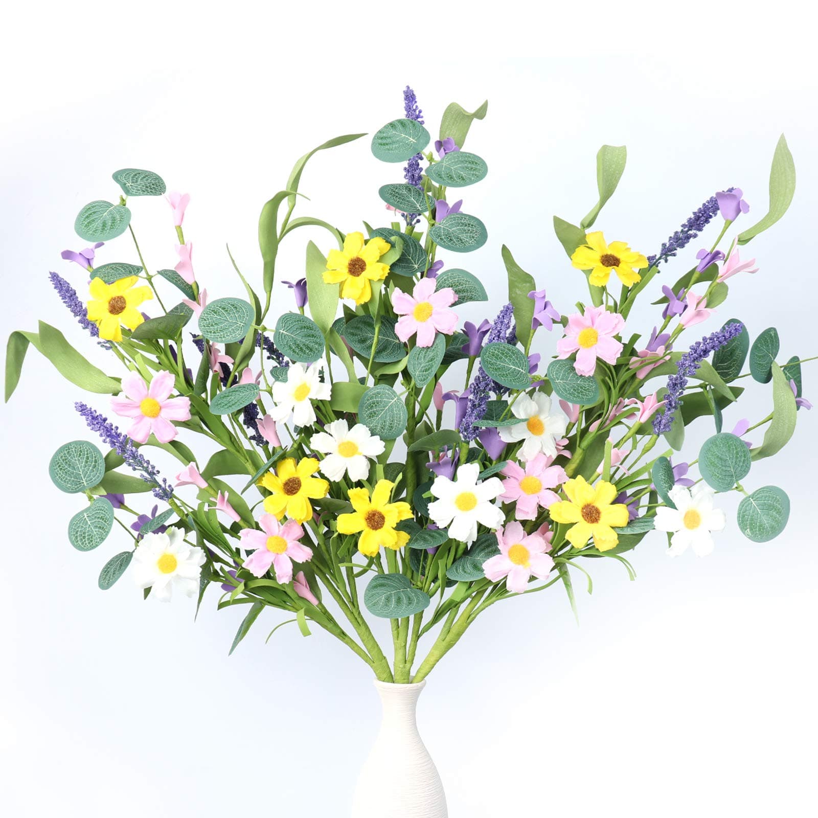 3 Pack Flower Stems,Artificial Daisy Lavender Stems with Green Leaves Floral Picks for Vase Centerpiece Home Decor and DIY Crafts-24” Tall