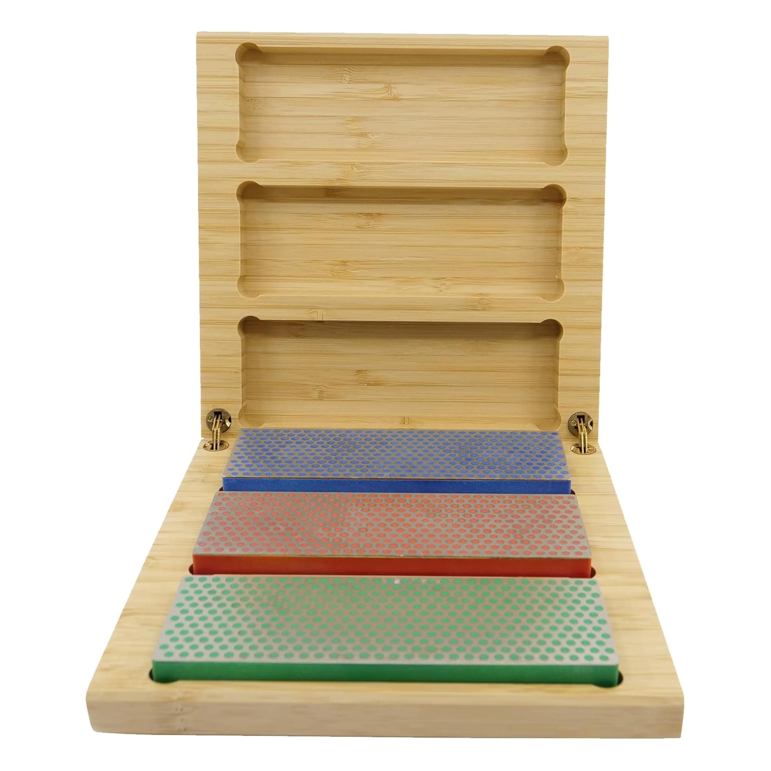 DMT W6EFC Three 6-Inch Diamond Whetstone Models in Hard Wood Box - Multi-Colour