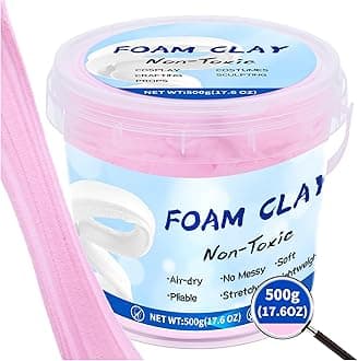 Modeling Foam Clay,500g(17.6oz) Soft Air Dry Clay for Adults Lightweight DIY Creative Art Supplies with Sculpting Tools,Suitable for Cosplay/Crafts/Design/Shaping,Pink