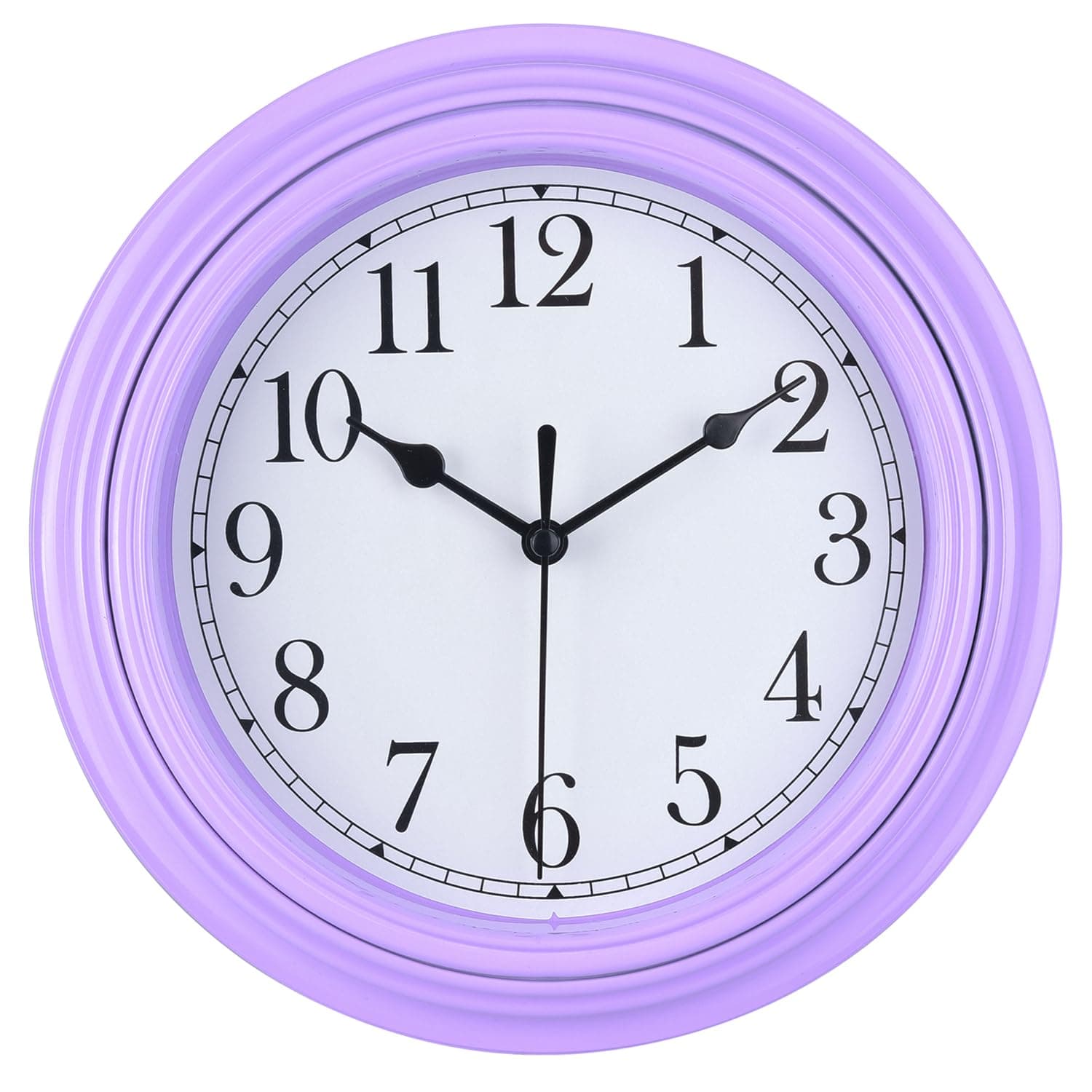 Topkey Silent Wall Clock Kitchen 9 Inch Retro Non-ticking Decorative Bedroom Office Wall Clock - Taro Purple
