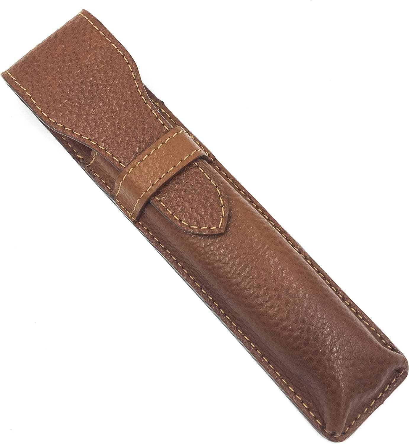 Parker Leather Razor Case–Saddle Brown Full Grain Hand-Stitched Sleeve for St...