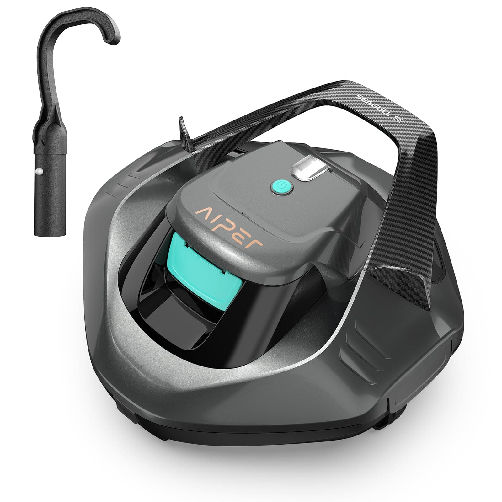 AIPER Cordless Robotic Pool Cleaner, Pool Vacuum with Self-Parking Technology, Portable, Ideal for Above-Ground Flat Pool up to 40 Feet, Grey