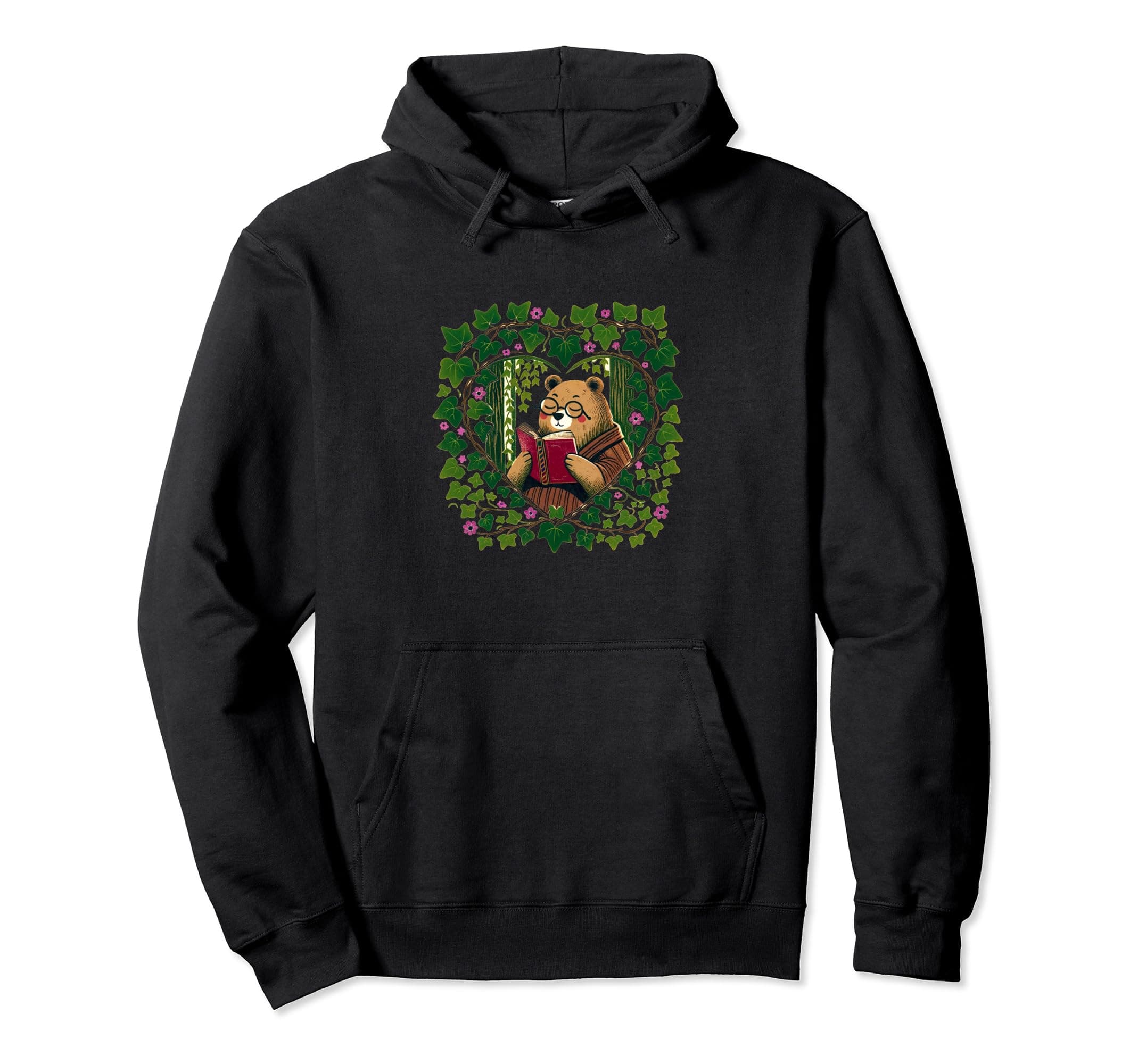 Ivy Brown Bear Nature Lovers art green spring bears Pullover Hoodie