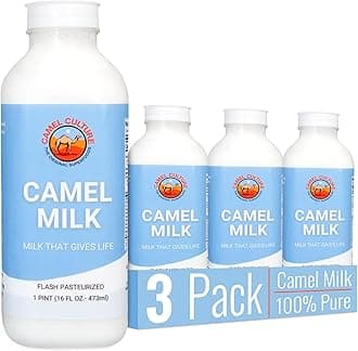 Camel Culture 3 Pint Camel Milk – Grass Fed, Gluten Free, Low Lactose Milk Pint - Pasture Raised & Non-Homogenized Healthy Drinks For Kids & Adults - Non-GMO, Low Fat Health Drink