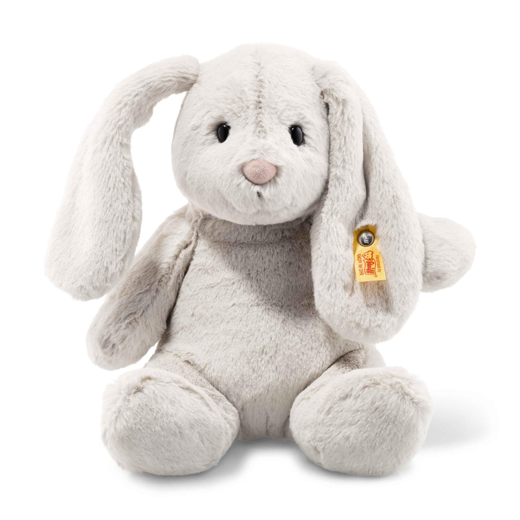 Steiff Hoppie Rabbit with Floppy Ears, 28 cm, Light Grey, Plush Toy, Soft Cuddly Friends, Fluffy Stuffed Toy for Cuddling and Playing, Cuddly Toy for Girls and Boys, Machine Washable