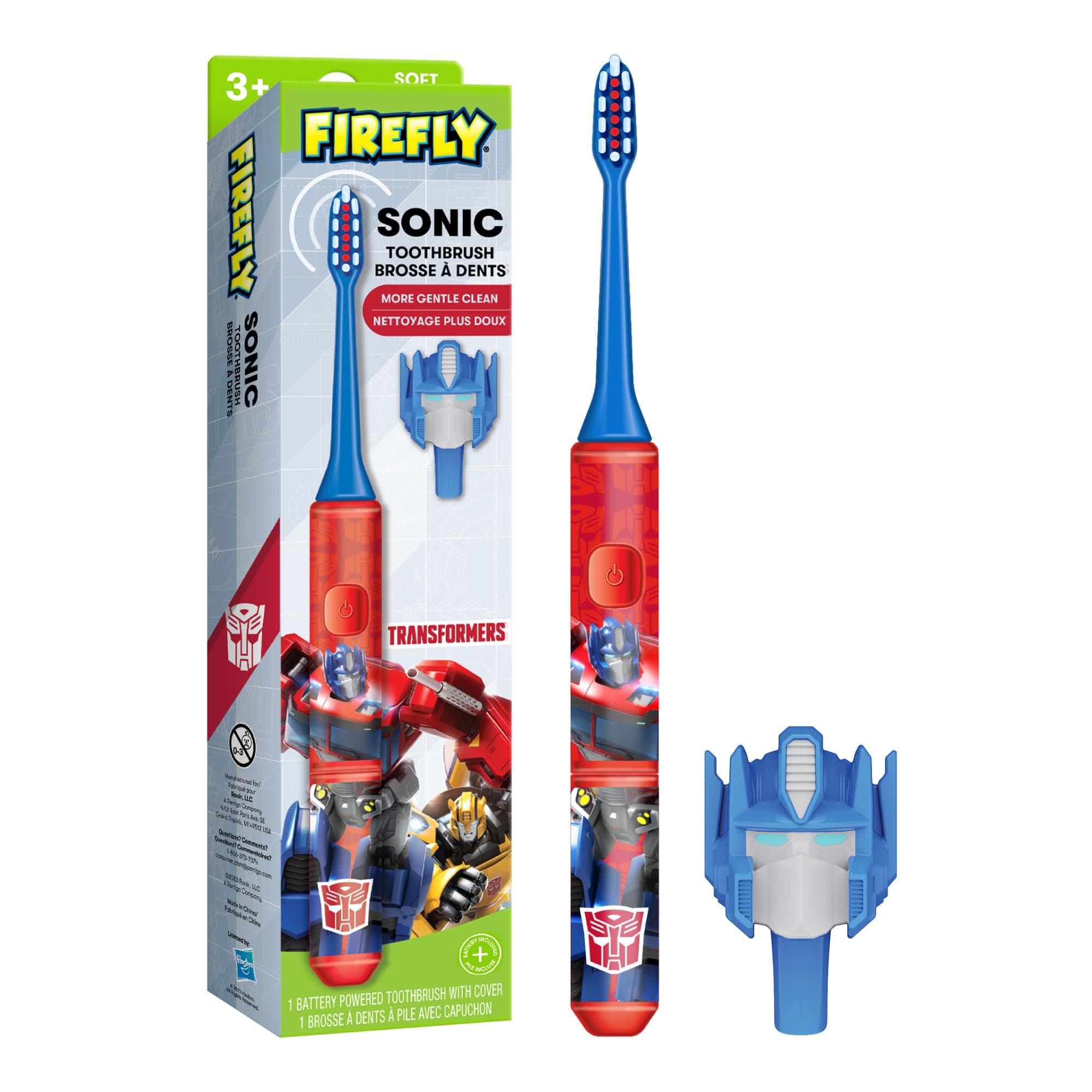 Transformers Sonic Toothbrush with 3D Cover, Soft, Ages 3+
