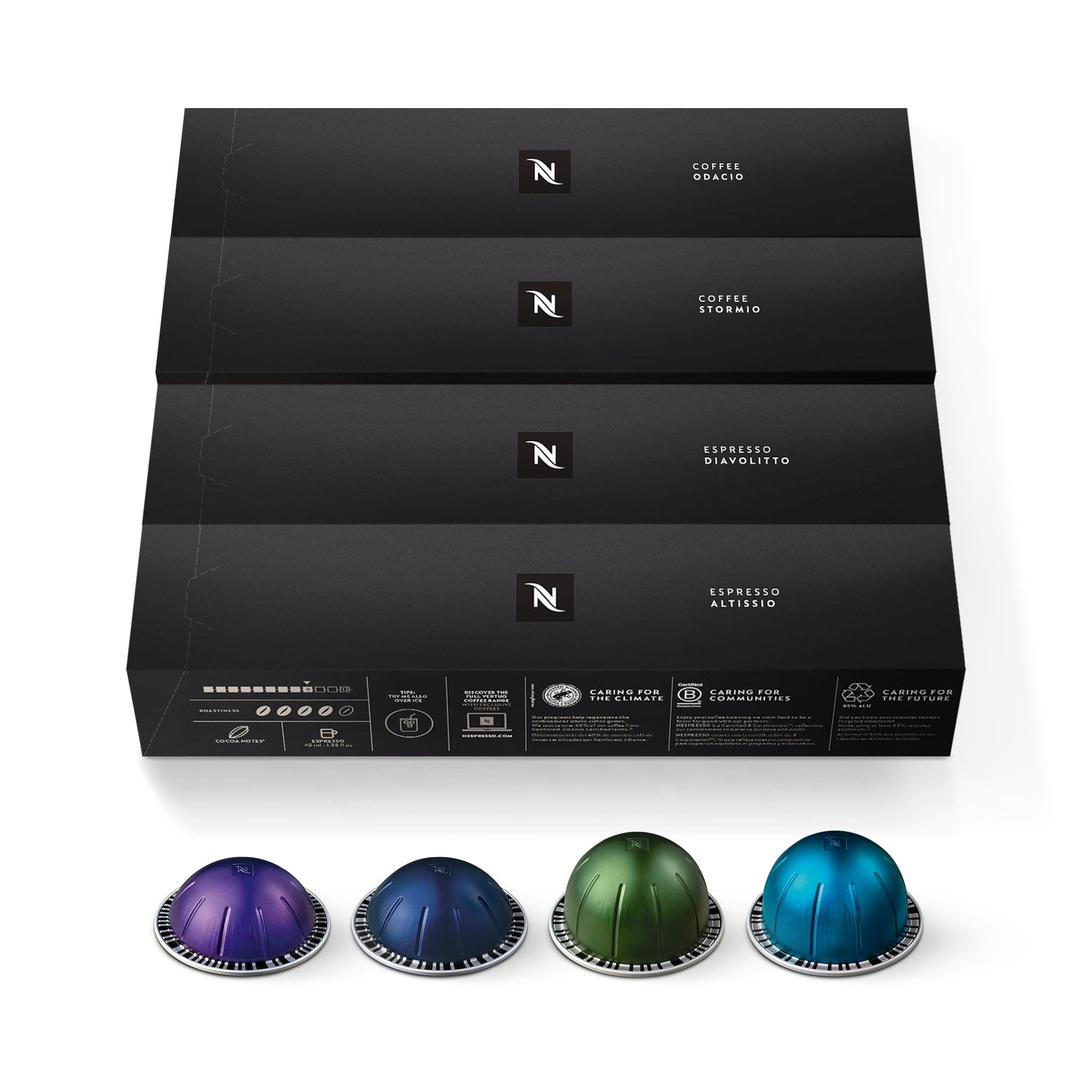Nespresso Capsules Vertuo, Intense Variety Pack, Dark Roast Coffee, 40-Count Coffee & Espresso Pods, Brews 7.8oz. and 1.35oz.
