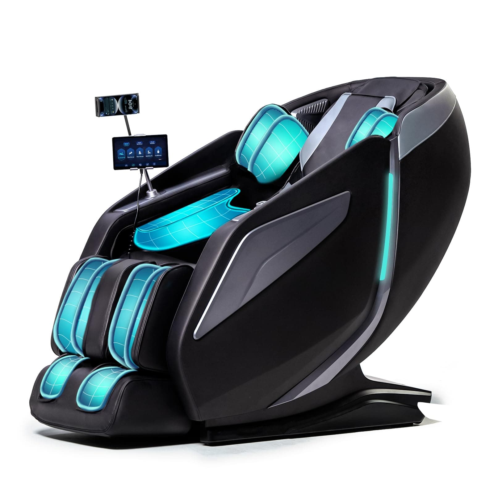 Full Body Zero Gravity Massage Chair with Body Scan 4D Intelligent Shiatsu Strecth Massage, Back/Leg Heated with AI Voice Control Bluetooth Speaker Airbags SL Track Massage Black