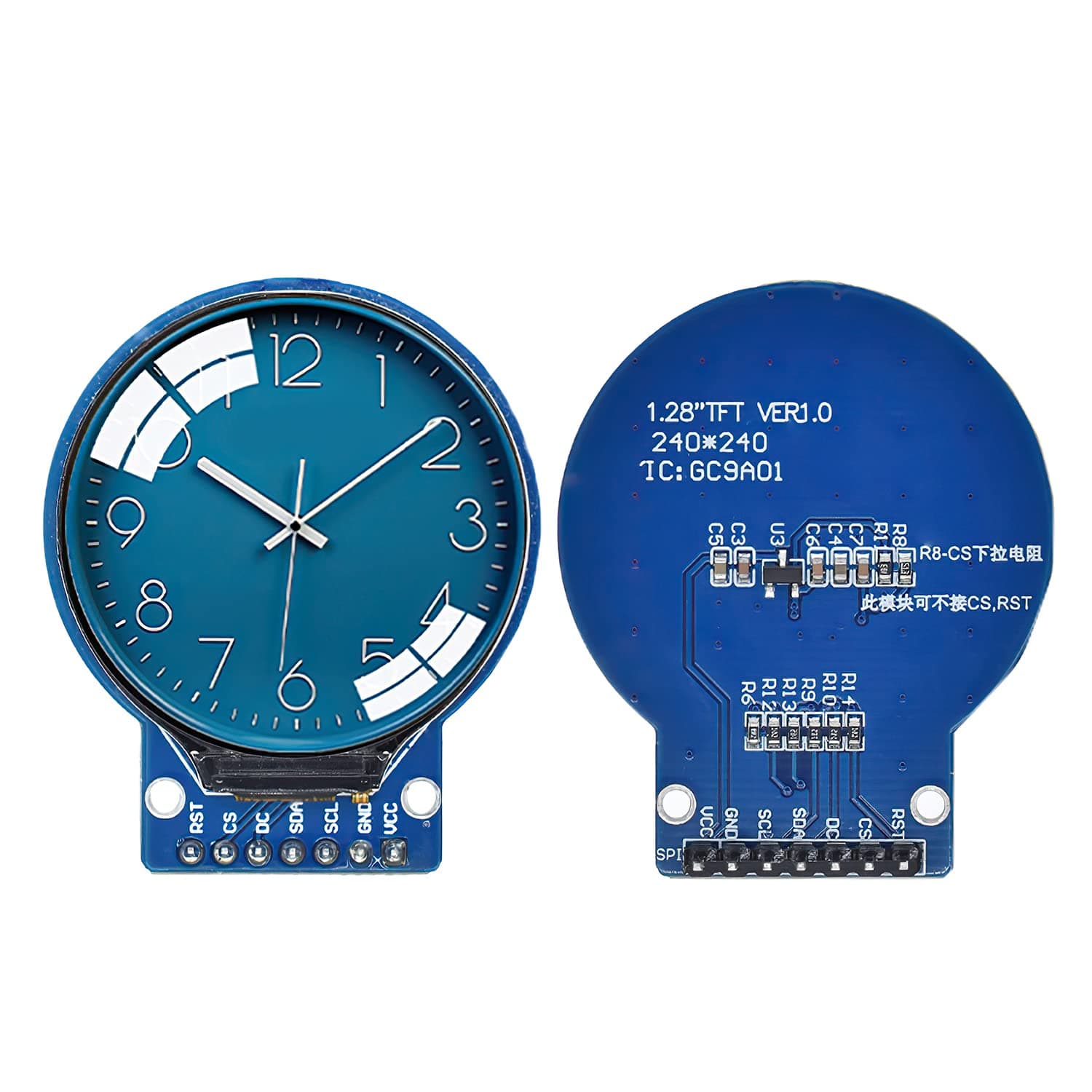 1.28 inch Round HD TFT LCD ISP Display Module for Smartwatch/Digital Watch, 240x240 RGB Driver, 4-Wire SPI Interface Adapter 240x240 Screen PCB Board for Arduino, Embedded GC9A01 Driver