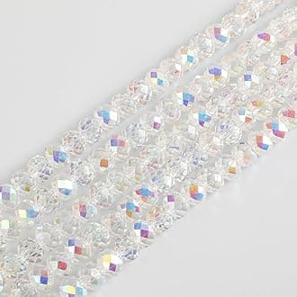 10mm White AB Rondelle Glass Beads for Jewelry Making 250pcs Faceted Briolette Shape Crystal Spacer Beads Assortments Supplies Accessories for Bracelet Necklace for Wholesale