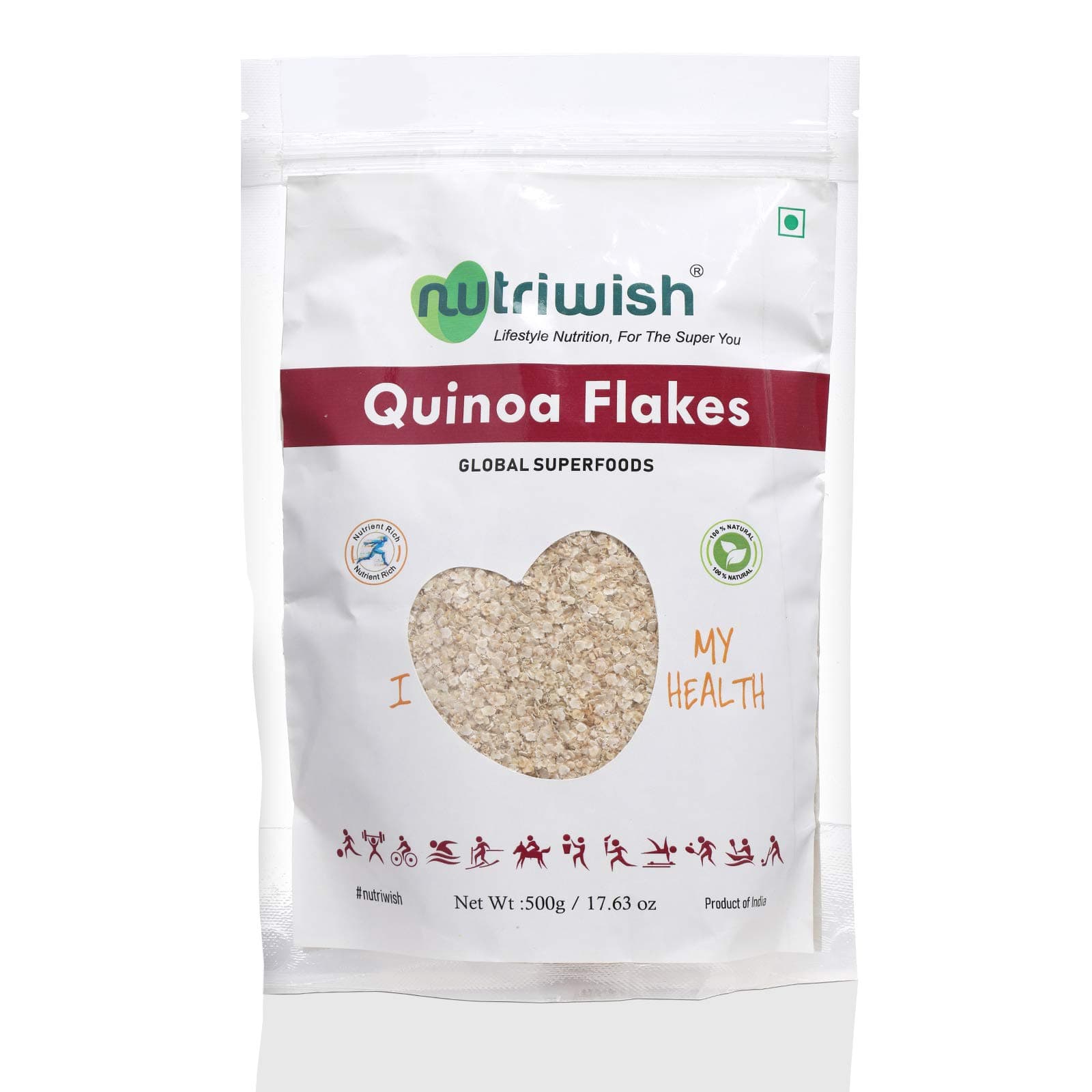 Nutriwish Quinoa Flakes Pouch, 500 g